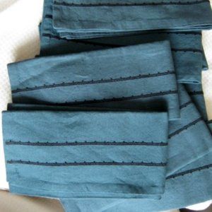Hearth & Hand w/Magnolia 8 NAPKINS Dark Green Teal w/ Black Accent Stitching NEW